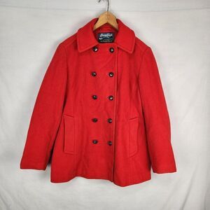 Bromleigh Womens Wool Classic Peacoat Size Large Red Jacket 1970s